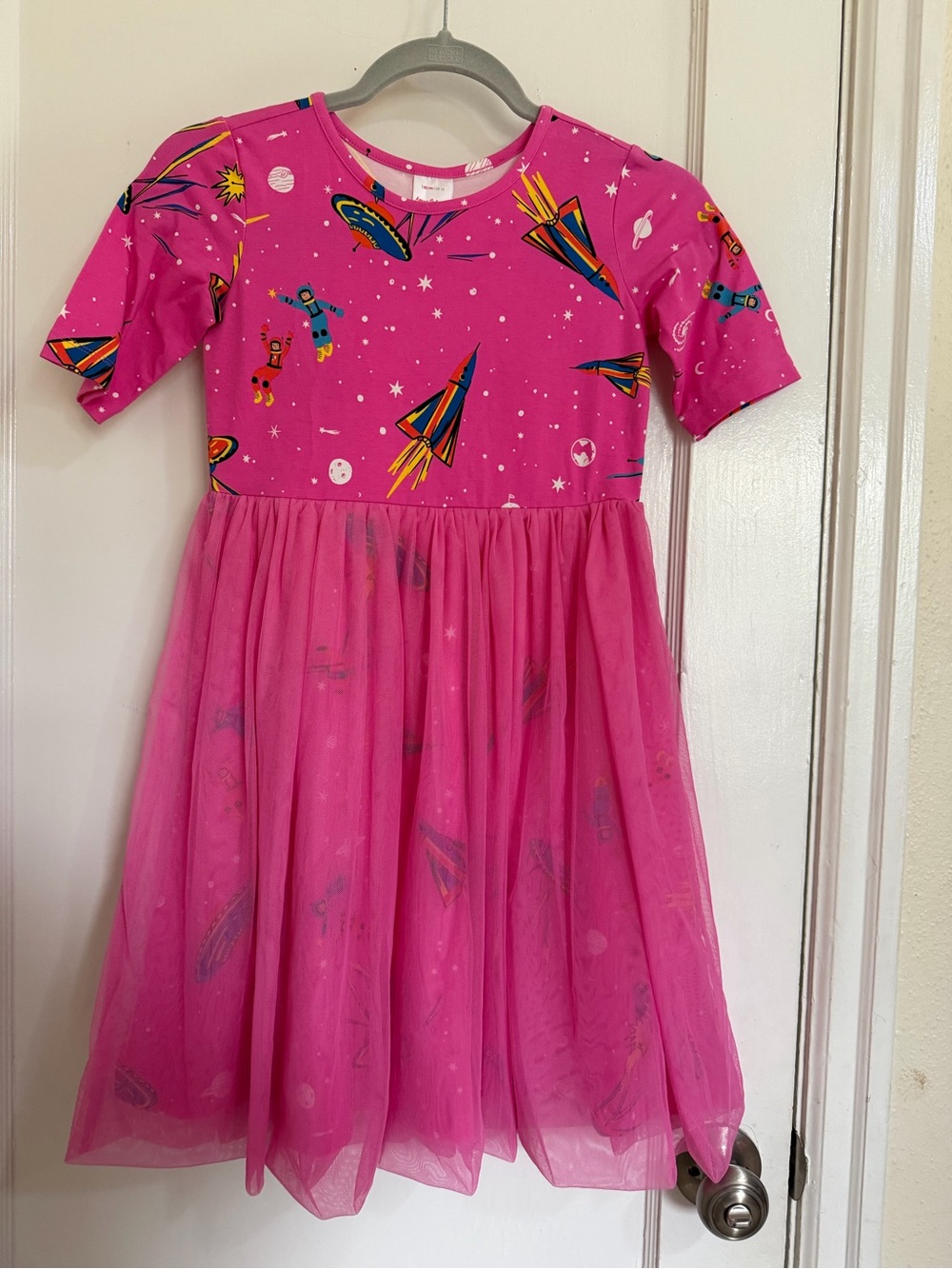 Hanna Andersson Bright Pink Space Rocket Tulle Dress Us 10